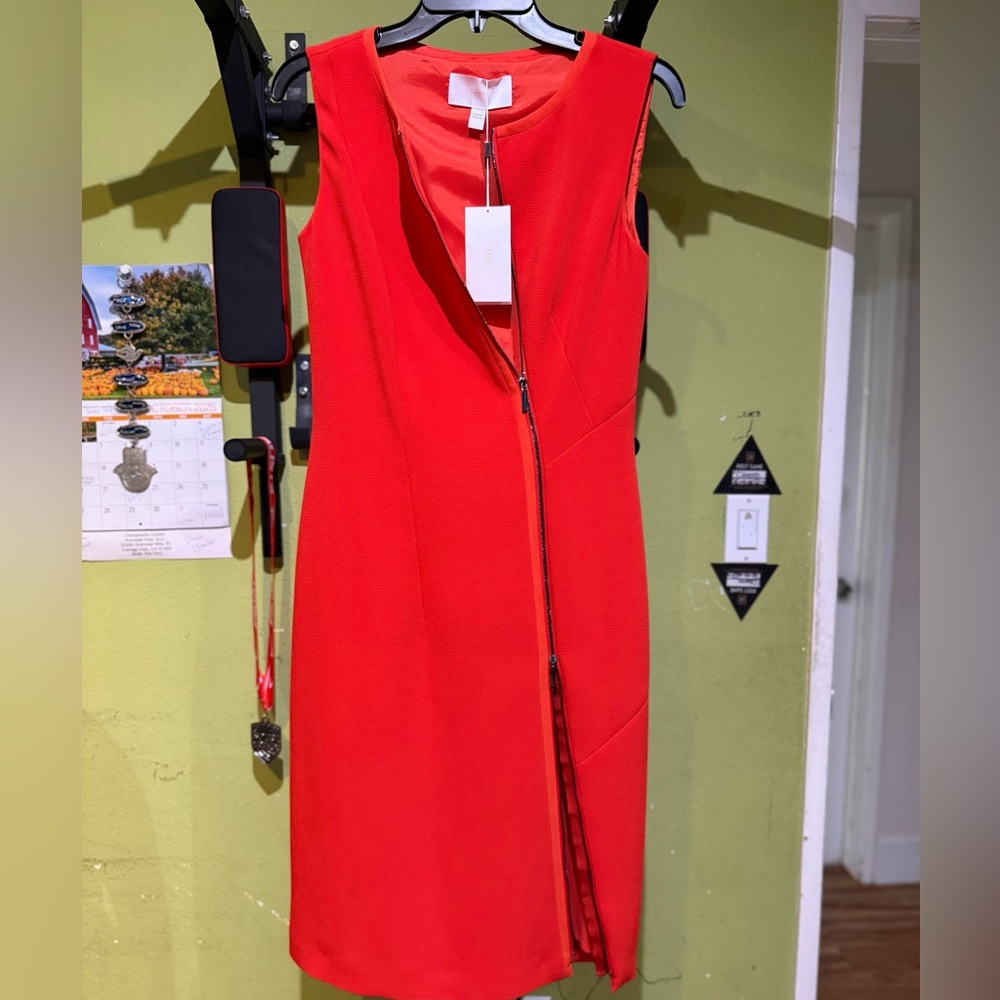 Boss Bold Red Dress with Zipper Accent Great for All occasions